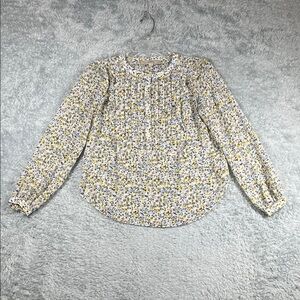 LOFT Floral Blouse in Yellow and White